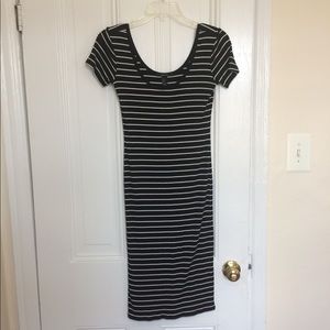 Striped body con midi dress